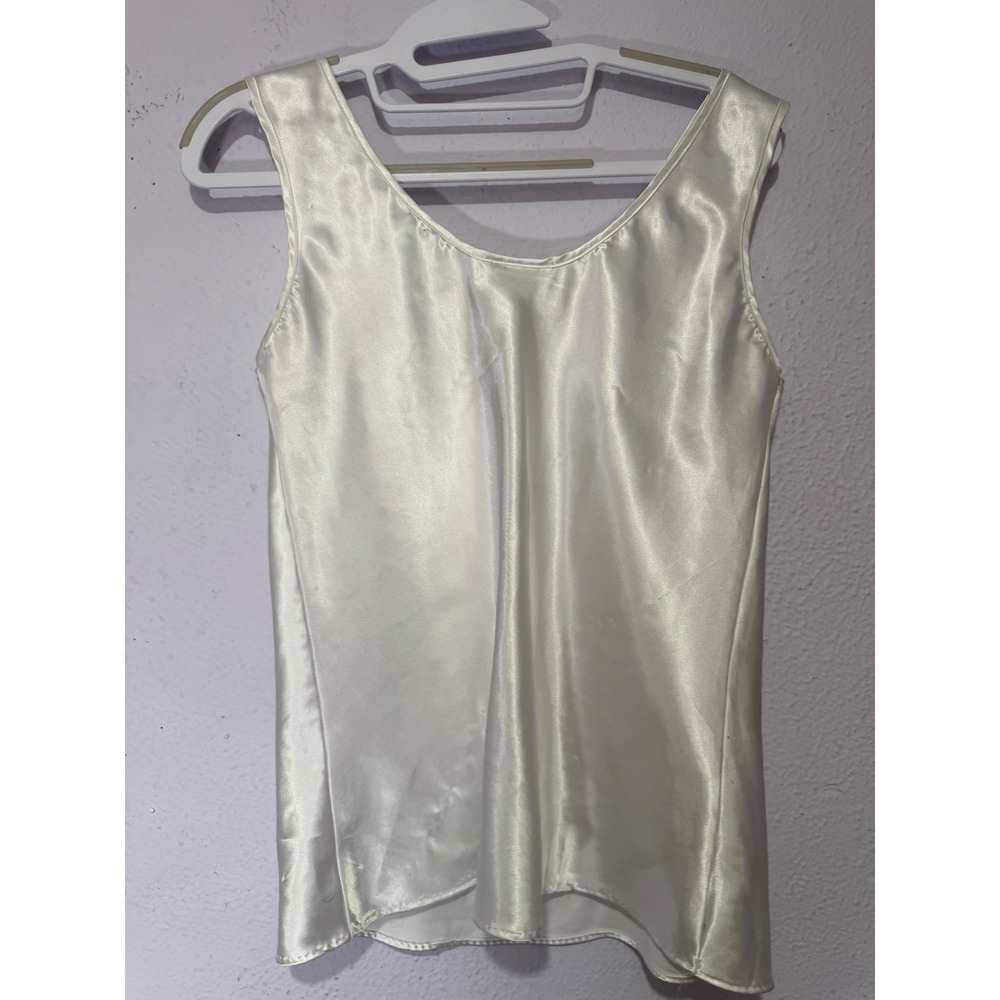 Vintage Night Magic Cinema Etoile Satin Tank Top Ivory Coquette Y2K Layering S - Picture 3 of 5